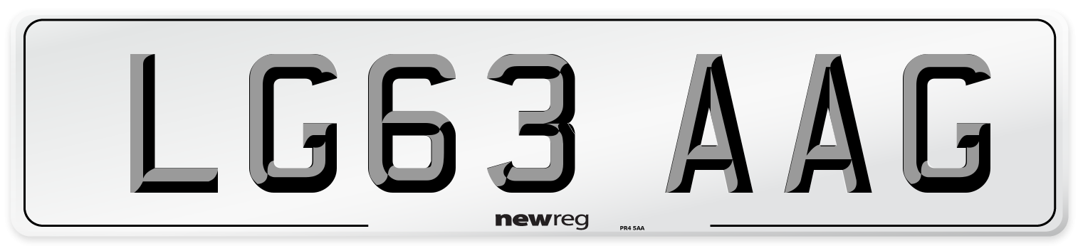 LG63 AAG Number Plate from New Reg